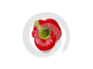 Red bell pepper on white background, top view