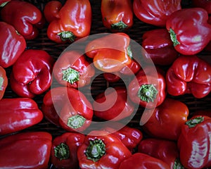 Red Bell Peppers at a Farmers Market