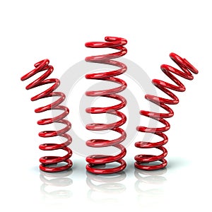 Red bended spring 3d illustration