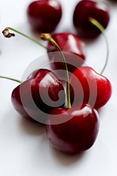 Red berries, cherry, berries on white background