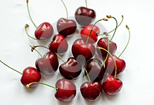 Red berries, cherry, sweet cherry, berries on white background