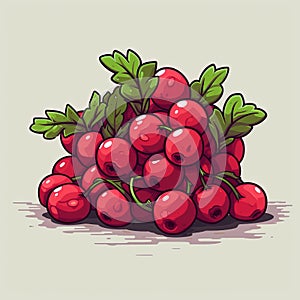 Cartoon Style Red Grapes: Cranberrycore Pixel Art Game Item photo