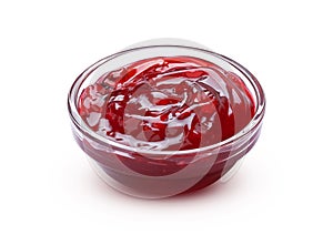 Red berry jam isolated on white background with clipping path