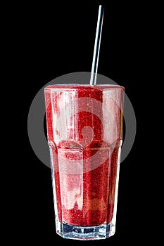 Red berry smoothie in a large glass