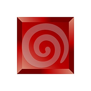 Red Beveled Square Button photo