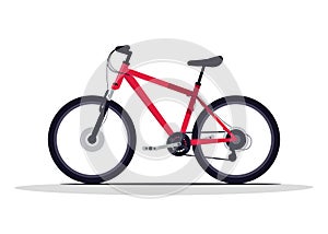 Red bicycle semi flat RGB color vector illustration