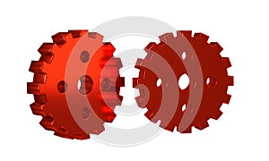 Red Bicycle sprocket crank icon isolated on transparent background.