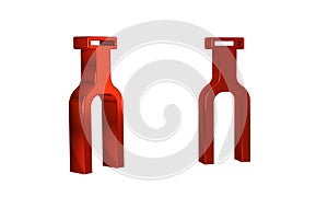 Red Bicycle suspension fork icon isolated on transparent background. Sport transportation spare part steering wheel.