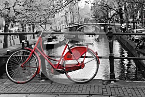 Red bike on the bridge