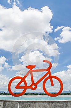 Red bike cycle and bluesky