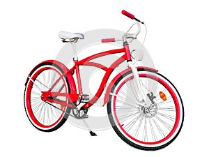 Red bike isolated on white