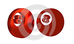 Red Billiard pool snooker ball with number 8 icon isolated on transparent background.