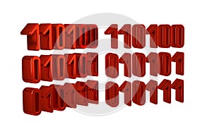 Red Binary code icon isolated on transparent background.