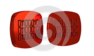 Red Binary code icon isolated on transparent background.