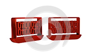 Red Binary code icon isolated on transparent background.