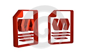Red Binary code icon isolated on transparent background.