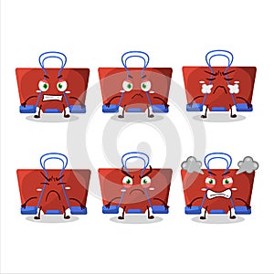 Red binder clip cartoon character with various angry expressions