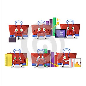 Red binder clip character designs as a trader investment mascot