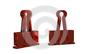 Red Binder clip icon isolated on transparent background. Paper clip.