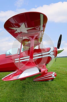 Red Biplane wing view