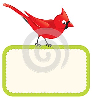 Red bird with blank sign