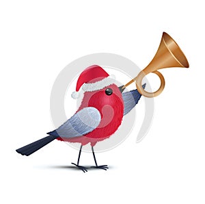 A red bird blowing a trumpet