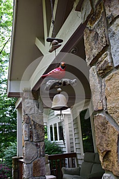 Red bird wind chime