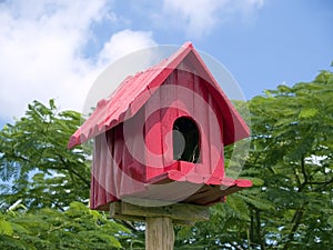Red birdhouse