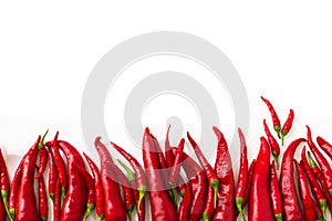 Red bitter chili pepper on white clean background for text