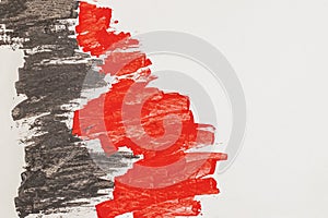 Red and black abstract background with paint splats