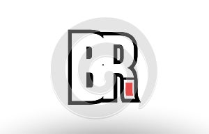 red and black alphabet letter br b r logo combination icon design
