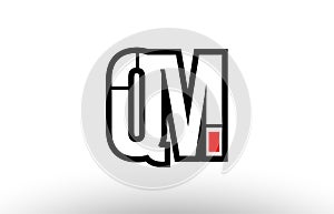 red and black alphabet letter qm q m logo combination icon design photo