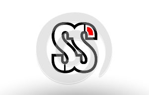 red and black alphabet letter ss s s logo combination icon desi