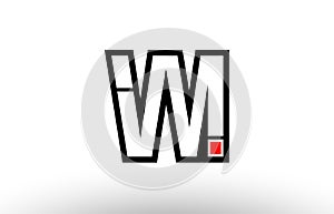 red and black alphabet letter vm v m logo combination icon design
