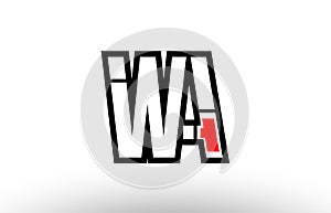 red and black alphabet letter wa w a logo combination icon design