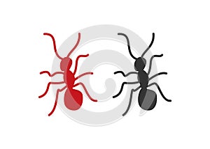 Red and black ant icon. Closeup emmet symbol. Sign insect vector