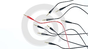 red and black Audio cable isolated on white background