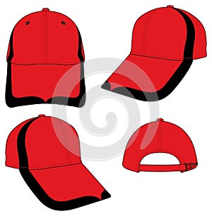 Red-Black Baseball Cap Design, Vector File