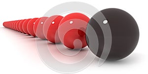 Red and black billiard balls arrangement