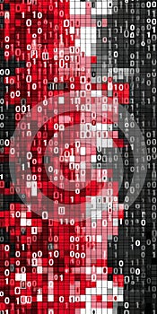 Red and Black Binary Code Abstract Technology Background for Software, Programming and Encryption
