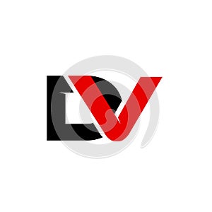 red black bold initial D V Letter DV logo design vector graphic concept