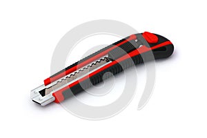 Red-black box knife isolated on white