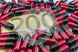 Red and black capsules up ticket of 200 euros