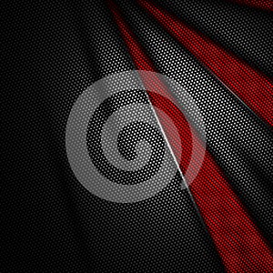 Red and black carbon fiber background.