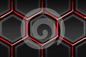 Red and black cell metal background and texture. 3d illustration design