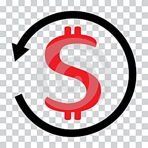 Red and black chargeback icon. Dollar symbol. Vector illustration