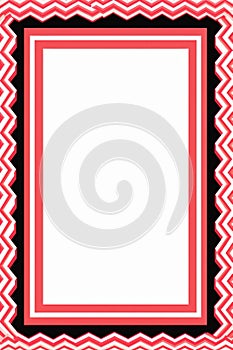 a red and black chevron border with a white frame