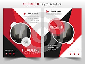 Red black circle Vector Brochure annual report Leaflet Flyer template design, book cover layout design, abstract presentation