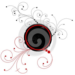 Red black circles swirls background