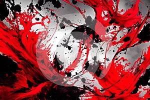 Red and Black Color Art Water Ink